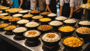 découvrez la cuisine de rue authentique avec nos marchés du soir proposant brochettes savoureuses et desserts à la noix de coco, pour une expérience gourmande et festive.
