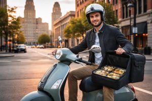 profitez d'une livraison rapide et écologique de repas gastronomiques dans buffalo avec nos scooters électriques vespa et piaggio. savourez la qualité et la fraîcheur directement chez vous.